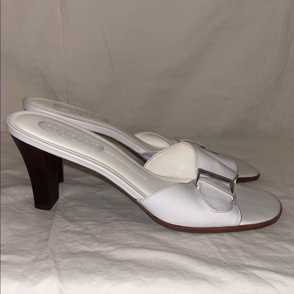 Rockport White Heeled Mules with Buckle - Picture 5 of 10